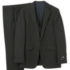 【SLIM TAPERED_2】【秋冬】2釦シングルスリーピーススーツ 0タック/グリーン×シャドーストライプ/ウエストシャーリング/4S SUSTAINABILITY&ECOLOGY FABRIC/※パンツ裾上げ済仕様