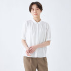 SL/半袖】バンドカラーブラウス/ホワイト/ストレッチ/通気性/吸水・速