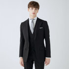 【CLASSICO TAPERED】【年間】【フォーマル対応可】2釦シングルスリーピースフォーマルスーツ 1タック/ブラック×ソリッド/※裾上げ必要