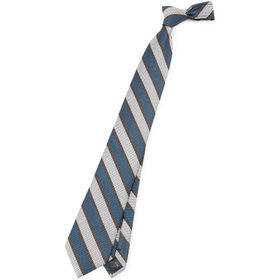 SL】シルクストライプネクタイ 8.0cm幅/ネイビーブルー×ブラウン