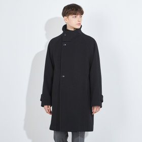 SL】ウールブレンド ラグランダブルチェスターコート/ブラック/RE