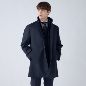 【SL】レイヤードスタンドカラーコート/ネイビー/WATERPROOF
