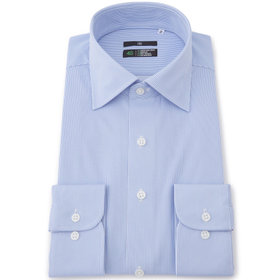 BLACK LINE】【形態安定】ワイドカラードレスワイシャツ/ブルー