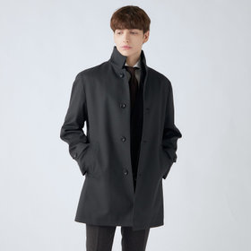 【SL】レイヤードスタンドカラーコート/グレー/WATERPROOF