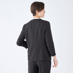 【美品❤︎】BATSHEVA ブラック 半袖ノーカラージャケット パールボタン SL】【春夏】ノーカラー七分袖ジャケット/ブラック/ウォッシャブル