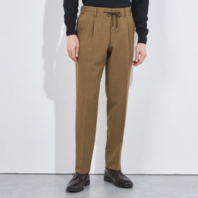 【RBC】【秋冬】ドローコード2タックパンツ/ブラウン/ウエストシャーリング仕様/4S SUSTAINABILITY&ECOLOGY FABRIC/※裾上げ済仕様