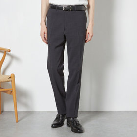 【SLIM TAPERED】【春夏】0タックテーパードパンツ/グレー×スラブ/ウエストムーブ/4S SUSTAINABILITY&ECOLOGY FABRIC「ウォッシャブル」「ストレッチ」/※裾直し必要