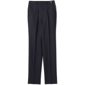【BLACK LINE】1タックワイドシルエットパンツ/ネイビー/NEW ZEALAND WOOL MIX/※裾上げ必要