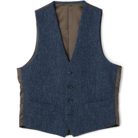CLASSICO TAPERED】【秋冬】ジレ(ベスト)/ネイビー×チェック+ツイード
