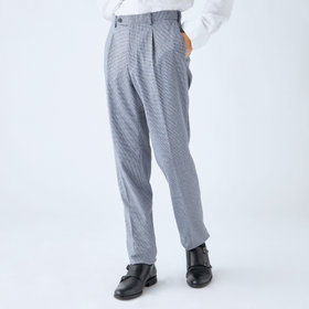 【RBC】【秋冬】1タックテーパードパンツ/グレー×チェック/ウエストムーブ/4S SUSTAINABLE/※裾上げ必要