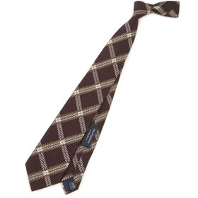 BLACK LINE】シルクチェックネクタイ 7.5cm幅/ワイン×ピンク