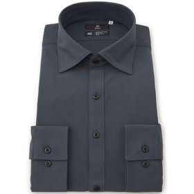 発送在庫あり】【BLACK LINE】ワイドカラーワイシャツ/ブラック×ドビー