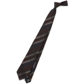 BLACK LINE】シルクチェックネクタイ 7.5cm幅/ブラウン×パープル