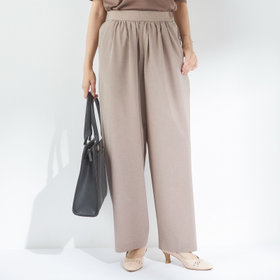 【SL】【年間】ワイドパンツ/モカベージュ/ウエストシャーリング/ウォッシャブル/4S/裾上げ済仕様