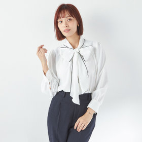タグ付き✨【マックスマーラー】L/ボウタイ/ブラウス/フリル/ストライプ/長袖 SUIT SELECT×Samantha Thavasa】【長袖】前後2WAYボウタイ