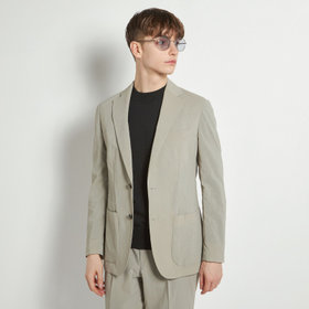 【5DAYS CLOSET】【RBC】【春夏】2釦シングルジャケット/グレージュ×楊柳/パッチポケット/4S SUSTAINABILITY&ECOLOGY FABRIC