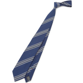 BL】シルクリネンコットンストライプネクタイ 7.5cm幅/ネイビー