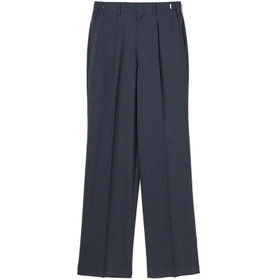 【BLACK LINE】1タックワイドシルエットパンツ/ネイビー×サイロフィル/NEW ZEALAND WOOL MIX Super100’s/※裾上げ必要