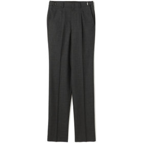 【BLACK LINE】1タックワイドシルエットパンツ/ダークグレー×グレンチェック/NEW ZEALAND WOOL MIX/※裾上げ必要