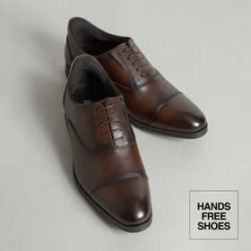 【発送在庫あり】靴べら不要！ハンズフリー仕様/ストレートチップ/ダークブラウン