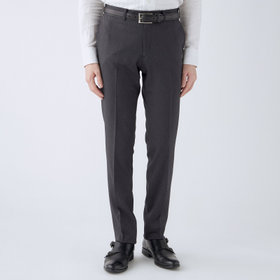 【SLIM TAPERED】【秋冬】【4S】ポリエステルパンツ 0タック/グレー/ウォッシャブル素材/ストレッチ/スーパーノンアイロン/ウエストムーブ仕様/※裾上げ必要