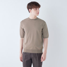 MOLTEMANI グレー クルーネックニットTシャツ 新品未使用　値下げ WEB限定/OUTLET】【発送在庫あり】【RBC】【半袖】クルーネック