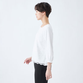 SL/7分袖】フロントレースプルオーバー/ホワイト（724105SS-WH_S