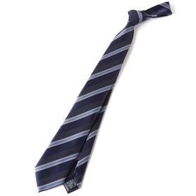 【BLACK LINE】ポリエステルストライプネクタイ 7.5cm幅/ネイビー/ウォッシャブル