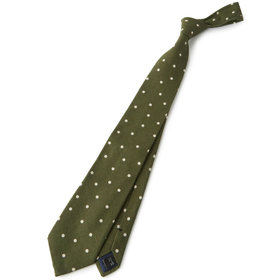 【SILVER LINE】コットンリネンドットネクタイ 8.0cm幅/グリーン