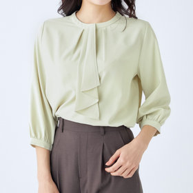 ratree　　２台口　SR-PGC54A SILVER LINE/7分袖】タイ付き2WAYプルオーバー/グリーン