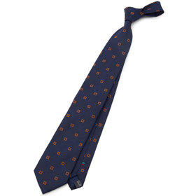 BLACK LINE】シルクコットンドットネクタイ 7.5cm幅/ネイビー/ITALIAN