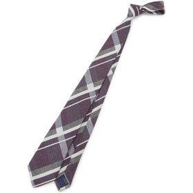 BLACK LINE】シルクブレンドストライプネクタイ 7.5cm幅/ワイン×ピンク