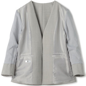 SL】【春夏】ノーカラー七分袖ジャケット/グレー/ウォッシャブル