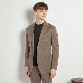 【5DAYS CLOSET】【RBC】【春夏】2釦シングルジャケット/ブラウン×ハウンドトゥース/パッチポケット