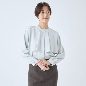 SL/長袖】カットジャカードレイヤードプルオーバーブラウス/ホワイト