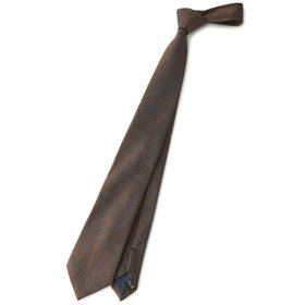 SL】シルクペイズリーネクタイ 8.5cm幅/ブラウン×シルバー/JAPAN MADE