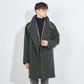 SL】ウールブレンド ラグランダブルチェスターコート/カーキ/RE:NEWOOL