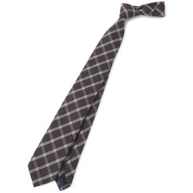 BLACK LINE】シルクブレンドチェックネクタイ 7.5cm幅/ブラウン