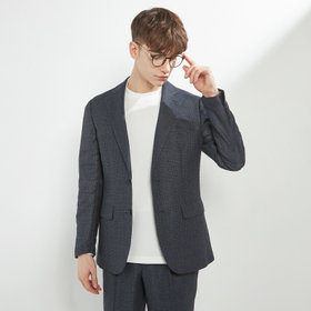 【5DAYS CLOSET】【RBC】【春夏】2釦シングルジャケット/ネイビー×チェック/4S SUSTAINABILITY&ECOLOGY FABRIC