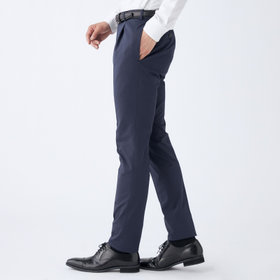 【CLASSICO TAPERED】【春夏】1タックテーパードパンツ/ネイビー/ウエストシャーリング/4S SUSTAINABILITY&ECOLOGY FABRIC/RIRANCHA/※裾上げ必要