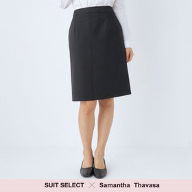 【SUIT SELECT×Samantha Thavasa】【年間】バックフレアセミタイトスカート/究極のブラック/4S/マシンウォシャブル