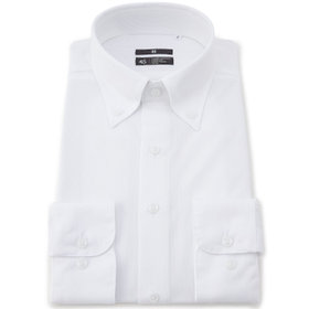 【発送在庫あり】【WEB限定】【BLACK LINE】ボタンダウンワイシャツ/ホワイト×ドビーストライプ/「4S」スーパーノンアイロン・ストレッチ