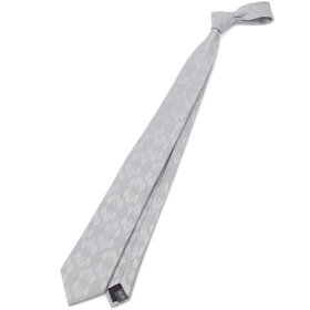 BLACK LINE】シルクブレンドチェックネクタイ 7.5cm幅/シルバー（B25TH