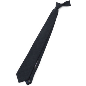 BLACK LINE】シルクブレンドチェックネクタイ 7.5cm幅/ネイビー