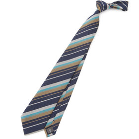 SL】シルクリネンストライプネクタイ 8.0cm幅/ネイビー×ダークネイビー