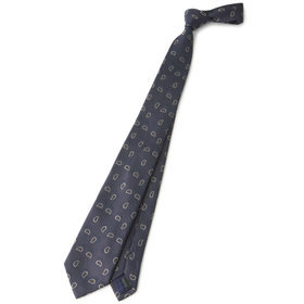 SILVER LINE】シルク小紋ネクタイ 8.0cm幅/ネイビー×シルバー（S24AA