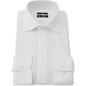 【発送在庫あり】【WEB限定】【BLACK LINE】ワイドカラーワイシャツ/ホワイト/「4S」スーパーノンアイロン・ストレッチ