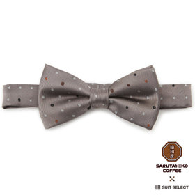 七五三や結婚式などに✳︎ハンドメイド✳︎蝶ネクタイ　ブラウンチェック 蝶ネクタイ/ブラウン×小紋柄/SARUTAHIKO COFFEE（CTT-51DB_S
