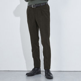 【CLASSICO TAPERED】【秋冬】1タックテーパードパンツ/カーキ×コーデュロイ/ウエストシャーリング/4S SUSTAINABILITY&ECOLOGY FABRIC/※裾上げ必要