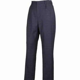 【WEB限定/OUTLET】【発送在庫あり】【SL】【年間】1タック9分丈テーパードパンツ/ネイビー×ハウンドトゥース+オーバーペン/ストレッチ素材/ウォッシャブル